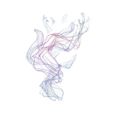 Abstract transparent shape, flowing smoke or hot vapor in violet color.