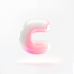 3d bold glance letter C floating on the white background