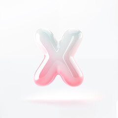3d bold glance letter X floating on the white background