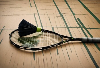 badminton racket and shuttlecock