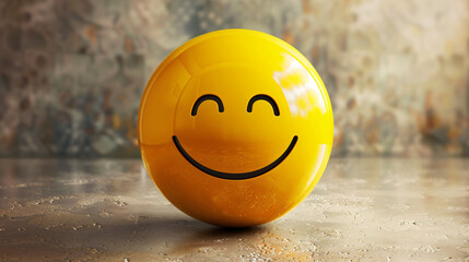 Realistic yellow glossy 3d emotion happy face