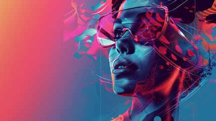 sleek background design with artistic human composition and abstract elements