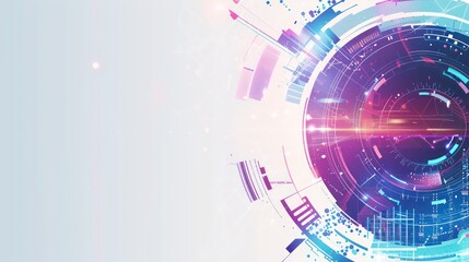 Obraz premium digital smart technology abstract wallpaper with simple and high-tech one-sided graphics on a white background