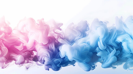 Obraz premium Colorful Blue and Pink Smoke Meeting in Mid-Air Against a White Background