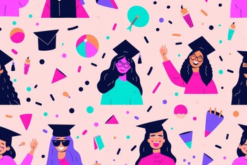Ilustration of background Graduates Wearing Caps and Gowns AI generated