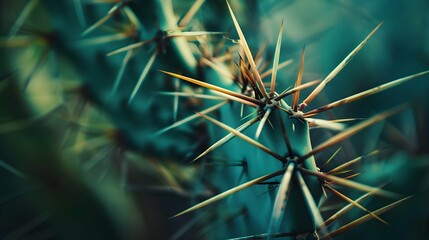 Fototapeta premium Closeup abstract detail shot of cactus thorns