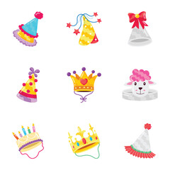 Party Hats Flat Stickers