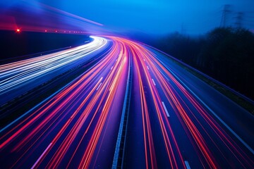 Light streaks during rush hour on a freeway