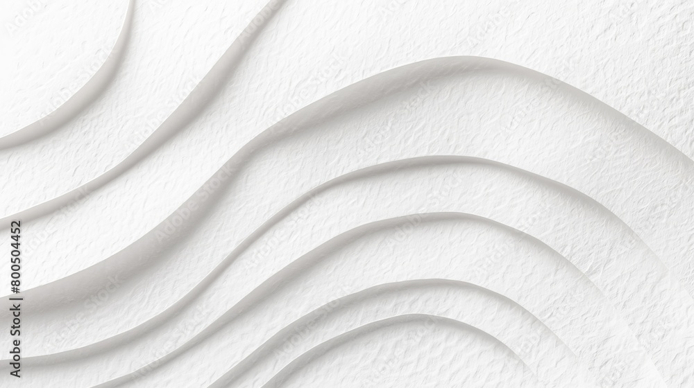 Fototapete White abstract waves wave papercut overlapping 3d soft pastel paper texture background banner for presentation design or business illustration ..