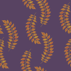 Floral seamless forest pattern on a purple background for fabric and print design.
