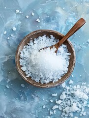 blued white salt background, very professional setting