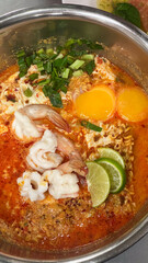 Jeh O Chula, michelin star restaurant in Bangkok, Thailand. famous tom yum or tom yam, Thai sour soup with shrimp