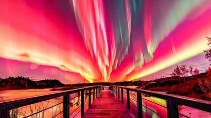 Capturing the Sublime Beauty of the Northern Lights Dance. Concept Northern Lights, Aurora Borealis, Night Photography, Celestial Phenomenon, Natural Wonders - obrazy, fototapety, plakaty
