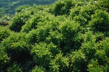 Fototapeta premium Textured Greens: A Study of Dense Moss and Dew