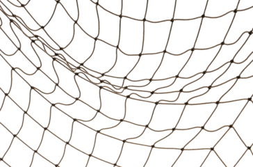 Torn Football or tennis net. Rope mesh on a white background close-up