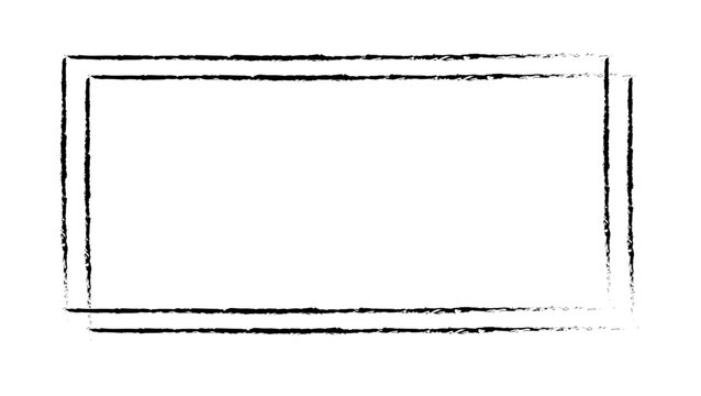 Black grunge rectangle empty frame isolated on transparent or white background, vector illustration.