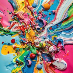 Fototapeta premium explosive cinematic paint splash close-up with vivid and intense colors