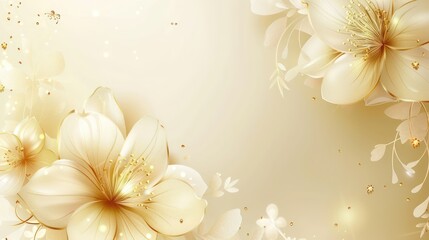 golden flowers minimal frame background with free space in the center