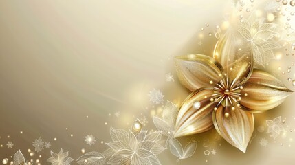 golden flowers minimal frame background with free space in the center