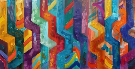 abstract artistic wallpaper with colorful field painted patterns with bold brush strokes