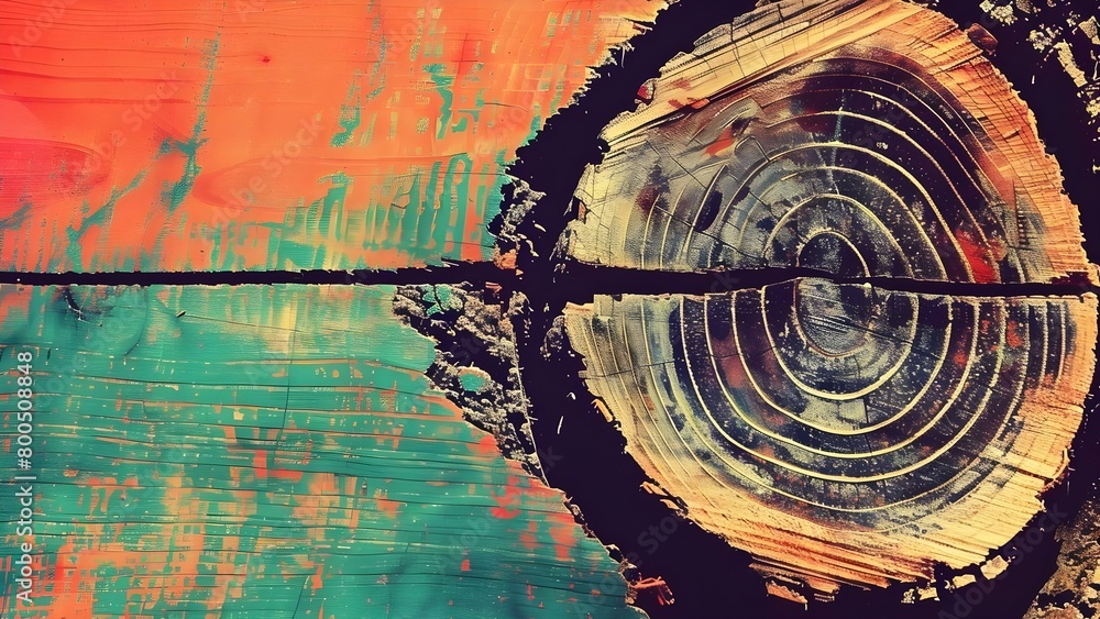 Poster capturing the intricate details and depth of textured wood grain through a macro lens. concept macro