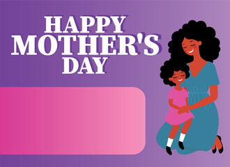Happy Mother's Day text, with Mother's Day illustration