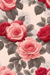 Floral wallpaper featuring vibrant roses in shades of red, pink