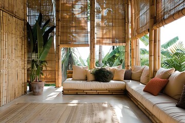 Woven bamboo textures in a sustainable living space