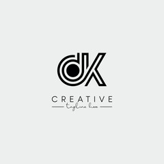 Abstract Unique Letter DK KD Initial Based Stylish Line Logo Design Vector.