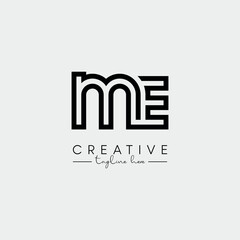 Abstract Unique Letter ME EM Initial Based Stylish Line Logo Design Vector.