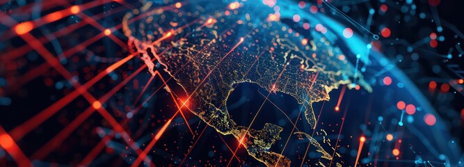 digital futuristic banner illustration of a cyber world