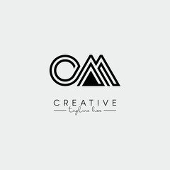 Abstract Unique Letter OM MO Initial Based Stylish Line Logo Design Vector.