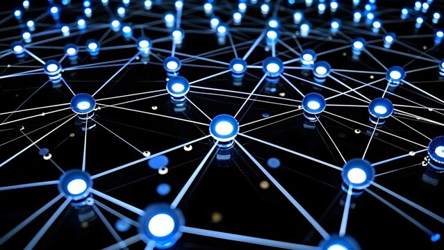 Abstract grid background representing quantum computing system and global data connections . Concept Quantum Computing, Data Connections, Global Network, Abstract Grid Background