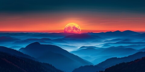 Moonrise over the mountains - Powered by Adobe