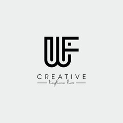 Abstract Unique Letter WF FW Initial Based Stylish Line Logo Design Vector.