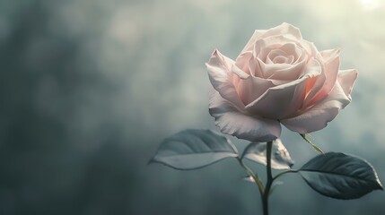 Fototapeta premium Romantic Essence Single Rose Silhouette - Elegant Valentine's Day Symbol of Love