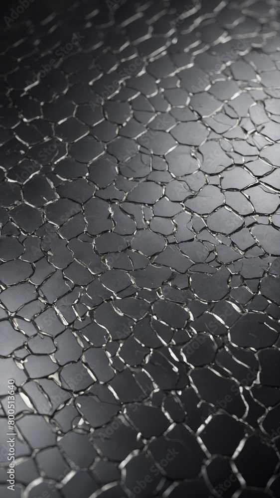 Poster dark surface covered in network of cracks, creating pattern of irregular polygons. cracks vary in wi