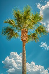 Obraz premium single palm tree isolated on a beach background
