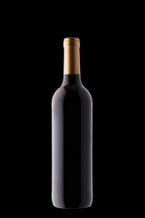 Bottle of wine with beautiful highlights on a black background