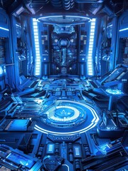 futuristic metropolis blue background