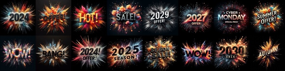 Sale promo. Particles explosion. AI generated illustration