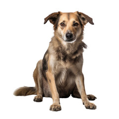 Fototapeta premium Abandoned homeless dog on a transparent background