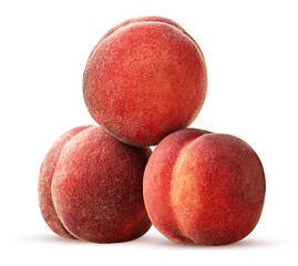 Three ripe peach fruit