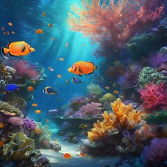 Fototapeta na wymiar AI generated illustration of an underwater fantasy reef