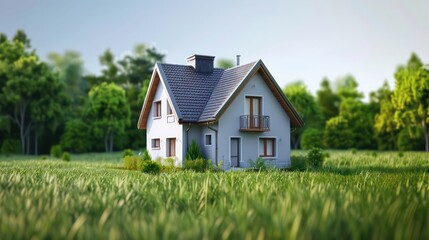 sustainable house, isolated in harmony with nature