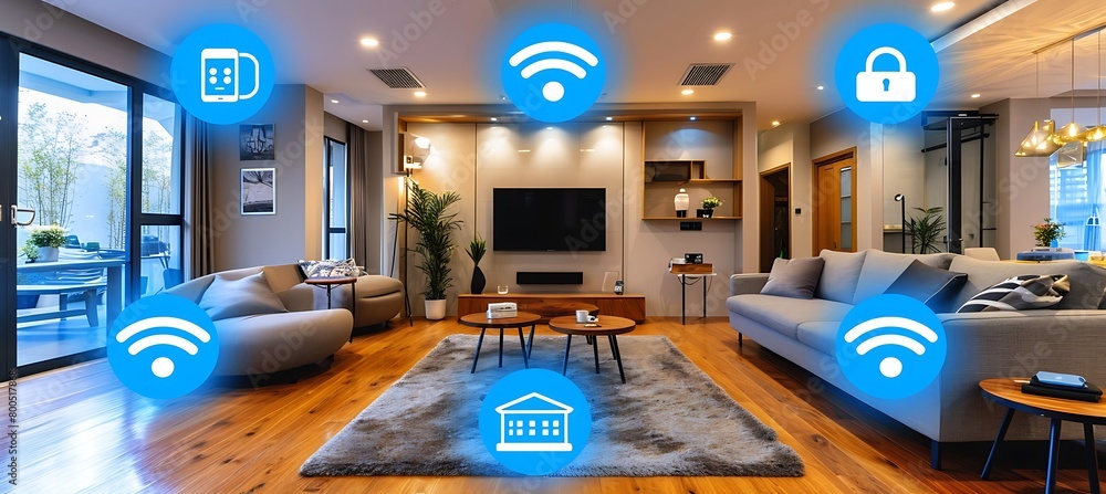 Poster an advanced heads-up display showcasing the internet of things (iot) ecosystem. a cutting-edge techn