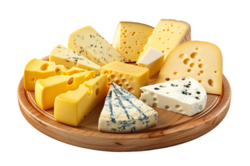 a plate of cheese on a white background
