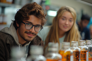 Organic Synthesis: Groups of students work together to plan and execute organic synthesis experiments, combining reagents and catalysts to produce desired compounds. They discuss r