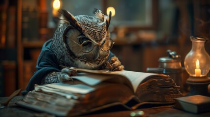 owl reading a book .Generative AI