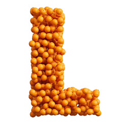 L letter, alphabet from oranges